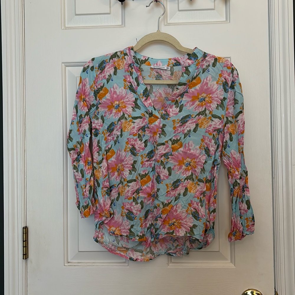 Aqua & Pink Floral top